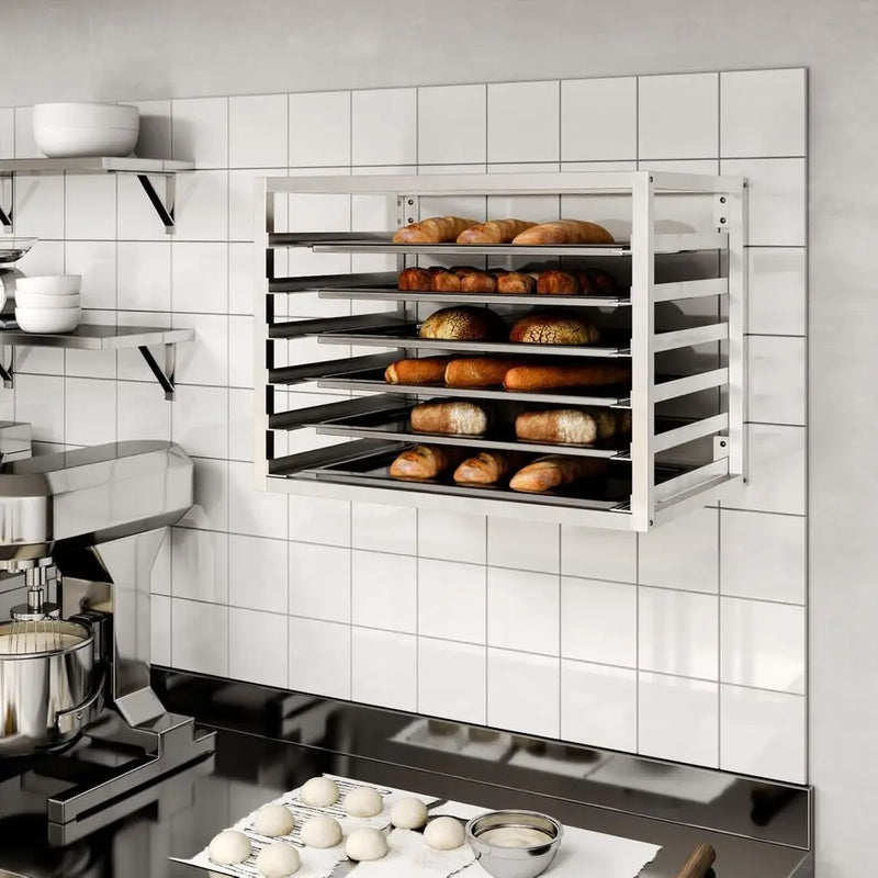 AmGood Wall Mounted Sheet/Bun Pan Rack - 28" x 18" x 21". Fits 6 Full - Size Sheet NSF - View 6 | SAMAG