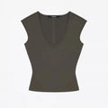 ANK Air Summer Top with Solid Color, Black and White Powder, Wide Shoulder Strap, I-Shaped Tank Top, Women's Sports, Daily Wear