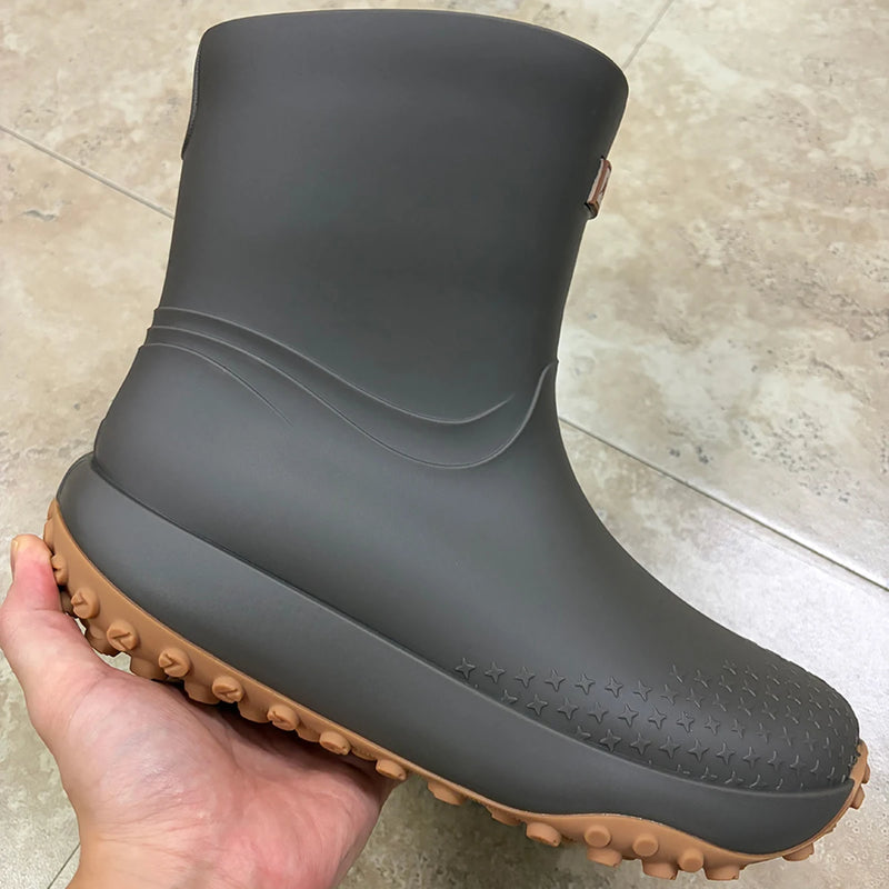 Men's Workwear Style Anti-Slip Waterproof Rubber Boots High-Quality Flat Bottomed for Outdoor Work Commuting Fishing Kitchen Rai