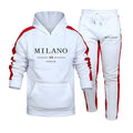 Mens Tracksuit Printing Casual Hooded Sweatshirt 2 Piece Set Daily Jogging Clothing Sports Suit Streetwear | SAMAG