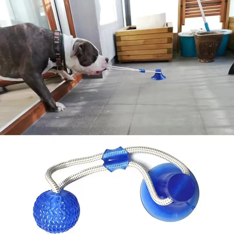 Strong Suction Cup Dog Ball Interactive Tug Rope Toy For Medium Large Dog Tug War Molar Chew Relieve Stress Teeth Clea Self Play
