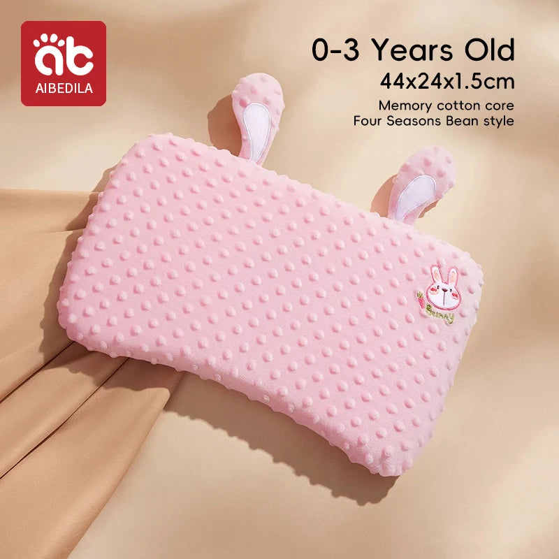 AIBEDILA Infants Washable Pillow Toddlers Soothing Bean Sleeping Pillows 0-6Y Kindergarten Cartoon Memory Silicone Cotton Pillow