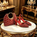 New Italian Pumps and Bag To Party 2026 INS Style Pointed Metalldekoration Rhinestone Elegant Gold Color High Heels for Women