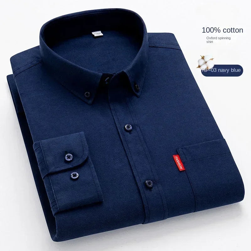 100% Pure Cotton Men's Solid Color Long Sleeve Shirt | SAMAG