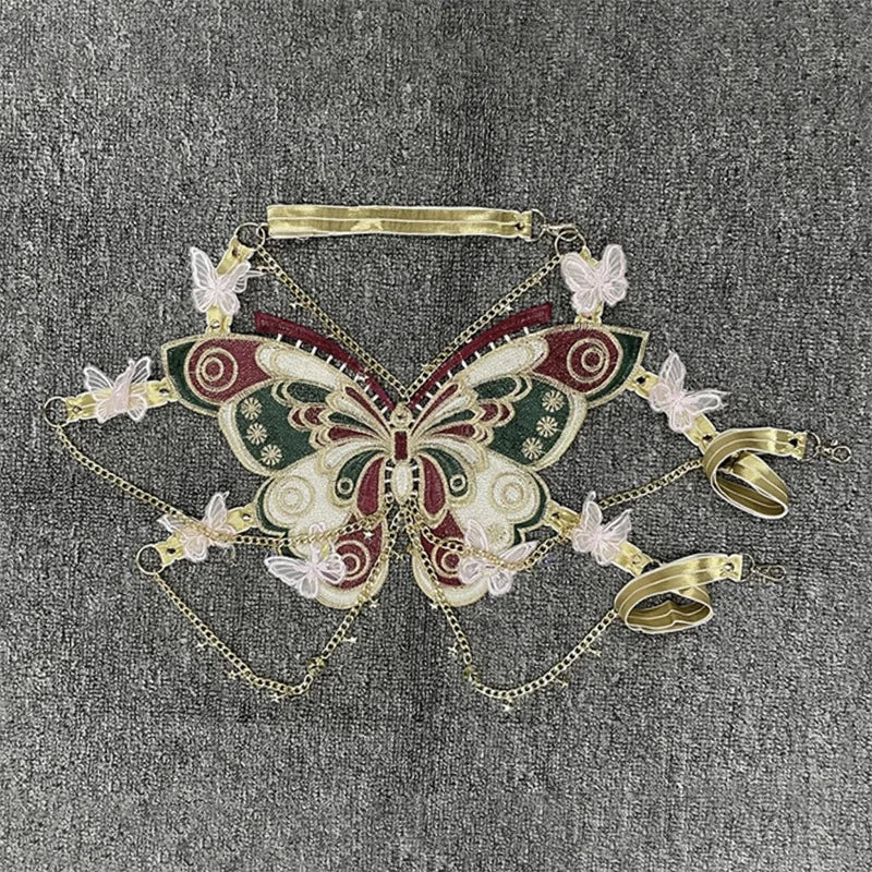 Women's Butterfly Embroidered Top Crystal Chain - View 7 | SAMAG