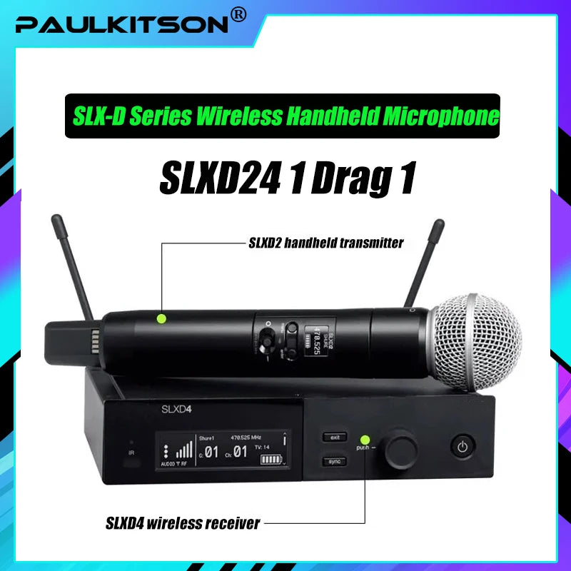 SLXD Microfone 500/600/800MHZ Wireless Microphone System 4pin Headset KSM8/Beta58 Professional Audio Equipment For Stage Karaoke