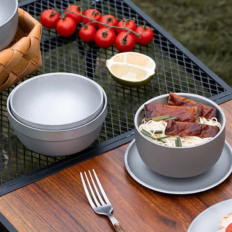 Titanium Purification Portable Bowl Multi Functional Soup Bowl Outdoor Camping Mug Outdoor Camping Double Layer Anti Scald Bowl