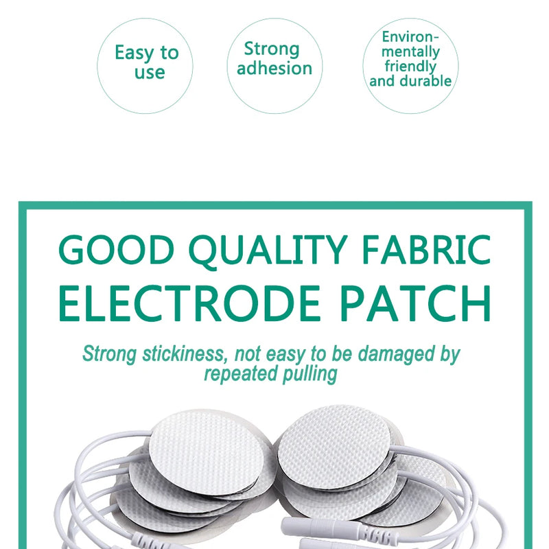 10Pcs 2mm Plug Non-woven Fabric Reusable Self Adhesive Electrode Pads Conductive Gel Pad Body Digital  Massager