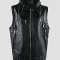 Nerazzurri Summer Autumn Short Black Blue Pu Leather Vest Men with Hood Zipper Luxury Designer Sleeveless Jacket Unisex Clothes
