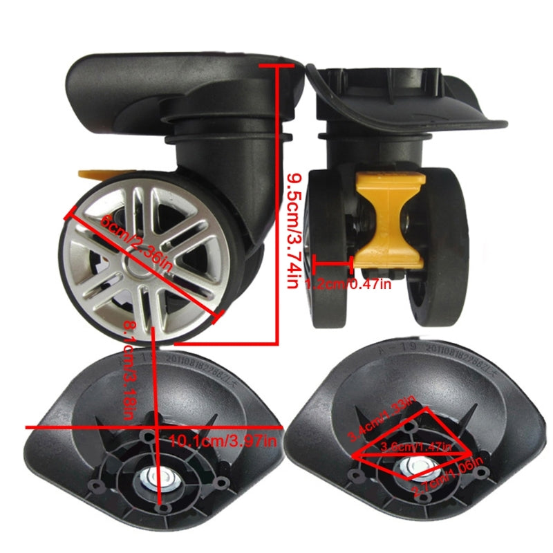 1 pair A19 DIY Replacement Luggage Wheels Repair Accessories Mute Brake Wheel