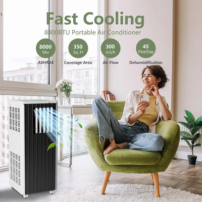 8000 BTU Portable Air Conditioner Cool Dry Fan AC Unit | SAMAG