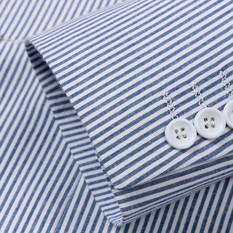 Men's Seersucker Striped Suits 2 Piece Slim Fit Summer Casual Pinstripe Suit for Men Wedding Grooms Blazer Jacket Pants Sets