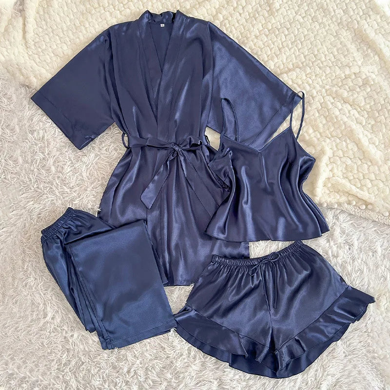 Spring Summer New Women Pajama Four Piece Suit Sleepwear | SAMAG