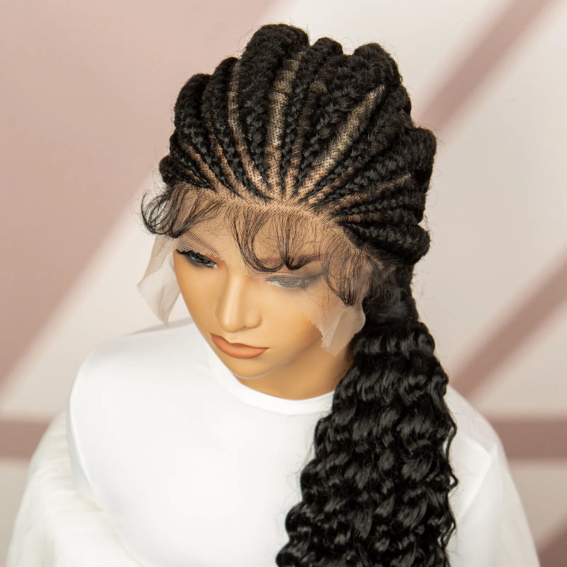 Synthetic Dutch Braided Wigs Full Lace Cornrow Braided Wig with Baby Hair Full Lace Wig 30 Inch Protective Braids