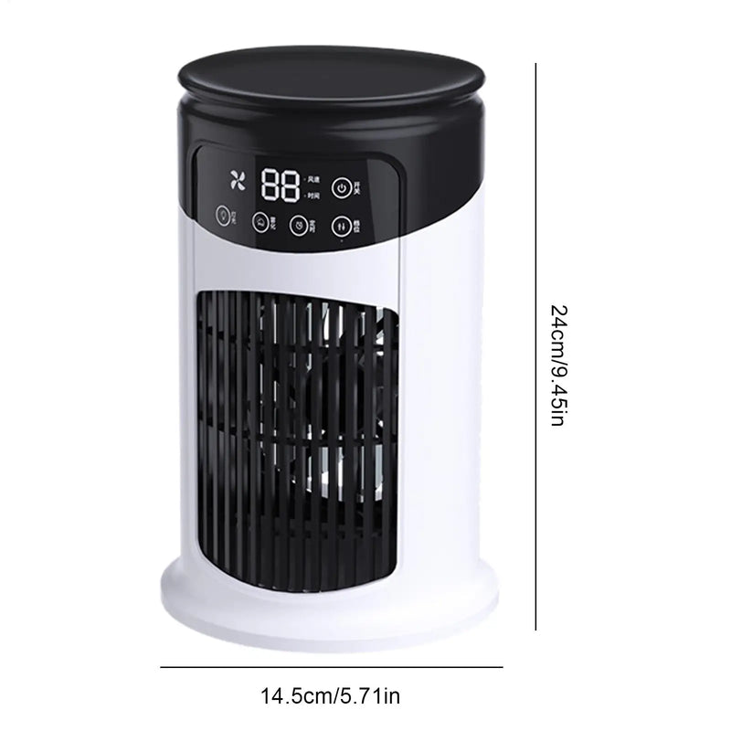 Portable Air Conditioner Fan 6 Speeds Misting Humidifier USB Desktop Cooler LED Display Timer Home Office Personal Summer