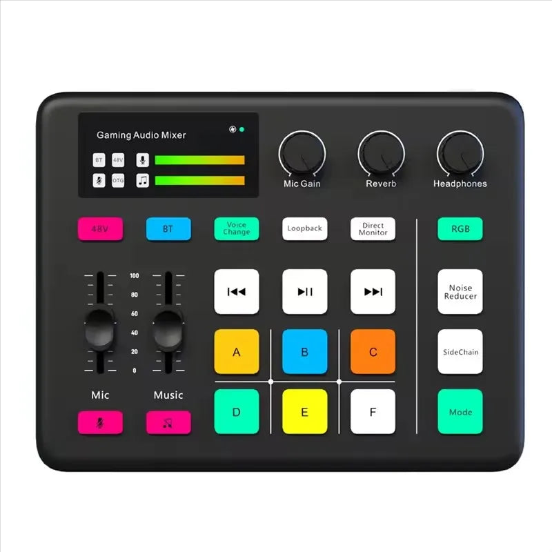 Audio Interface with DJ Mixer Live Sound Card Effects and Voice Changer BT Compatible Mixer For Live Streaming Singing مكسر