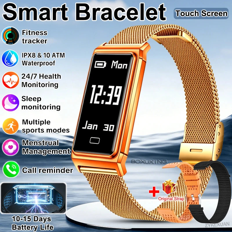 2026 New Smart Bracelet Men Women Sleep Health Monitor Sports Fitness Tracker 10ATM Waterproof 15 Days Battery Life Smartwatches