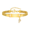Vnox A-Z letters Baby Bracelets, Stainless Steel Strap Chain for Kids With Cute Letter Blank Bar, Children Jewelry Gift