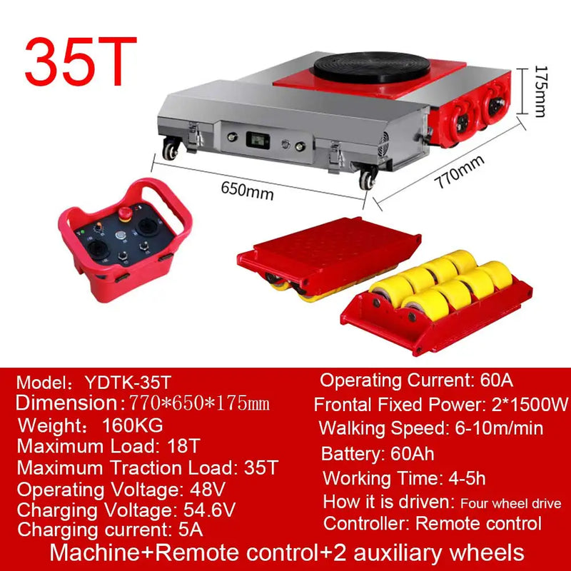 20T 360° Machine Skate Electric Cargo Truck Factory Equipment Moving Roller Trolley for Machine Moving Without Shipping