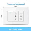 White Tempered Glass Italy USB Type C Smart Fast Charging Wall Socket Plugs Schuko Light Switch Panel Chile TV Sat Computer CAT6