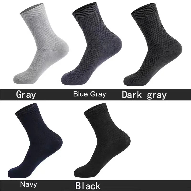 5Pairs/Lot Men's Socks Bamboo Fiber Business Breathable | SAMAG