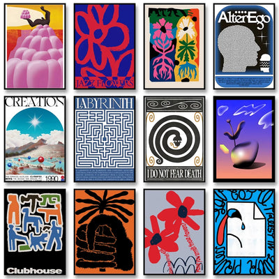 Classic Vintage Posters Abstract Retro Mind Maze Canvas | SAMAG