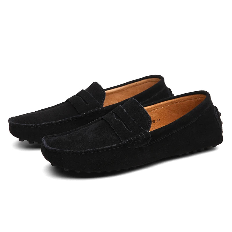 Men's Suede Leather Penny Loafers Casual Driving Moccasins Slip-On Boat Shoes Plus Big Sizes 49 50 51 52 53