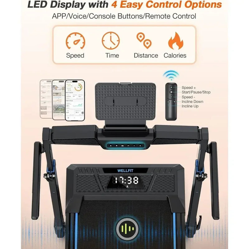 Adjustable Incline 4-in-1 Folding Treadmill, 3.5HP Quiet | SAMAG