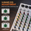 6-Channel Audio Mixer, DJ Mixer with USB Audio Interface, Bluetooth Function, 16 DSP Effects, and 3-Band EQ (ARMX-6)