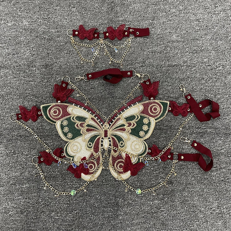 Women's Butterfly Embroidered Top Crystal Chain - View 8 | SAMAG