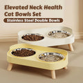 Dopamine Colorful Elevated Pet Feeder: Dual Stainless Steel Bowls with Neck Support - Fashion Food & Water Station for Pets
