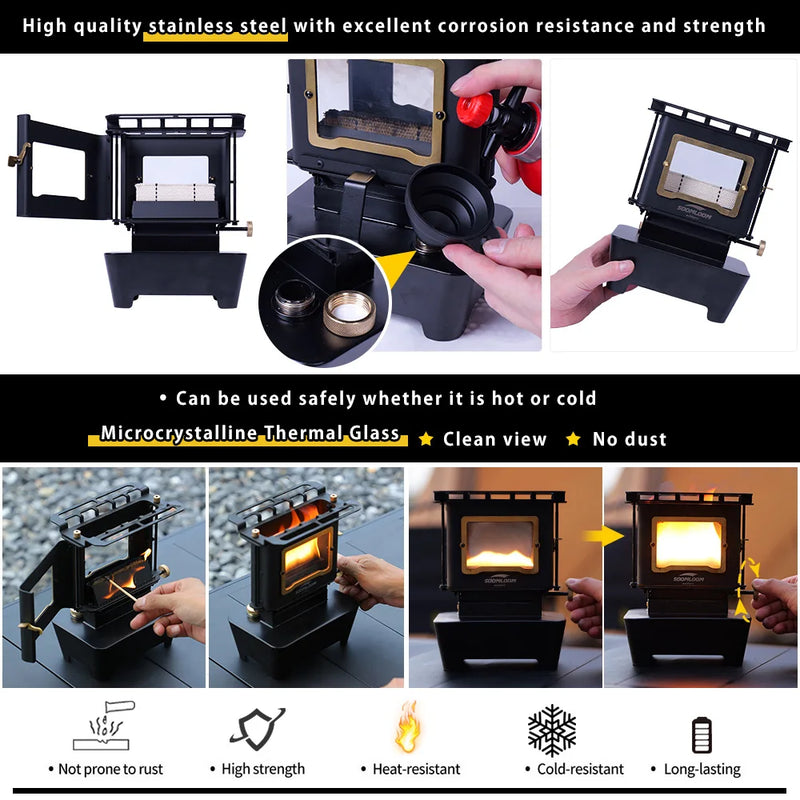 Soomloom Retro Firedance Oil Lamp Stove Multi-Purpose Outdoor Portable Camping Lantern Emotion Lights Burner Stove Camping Suppl