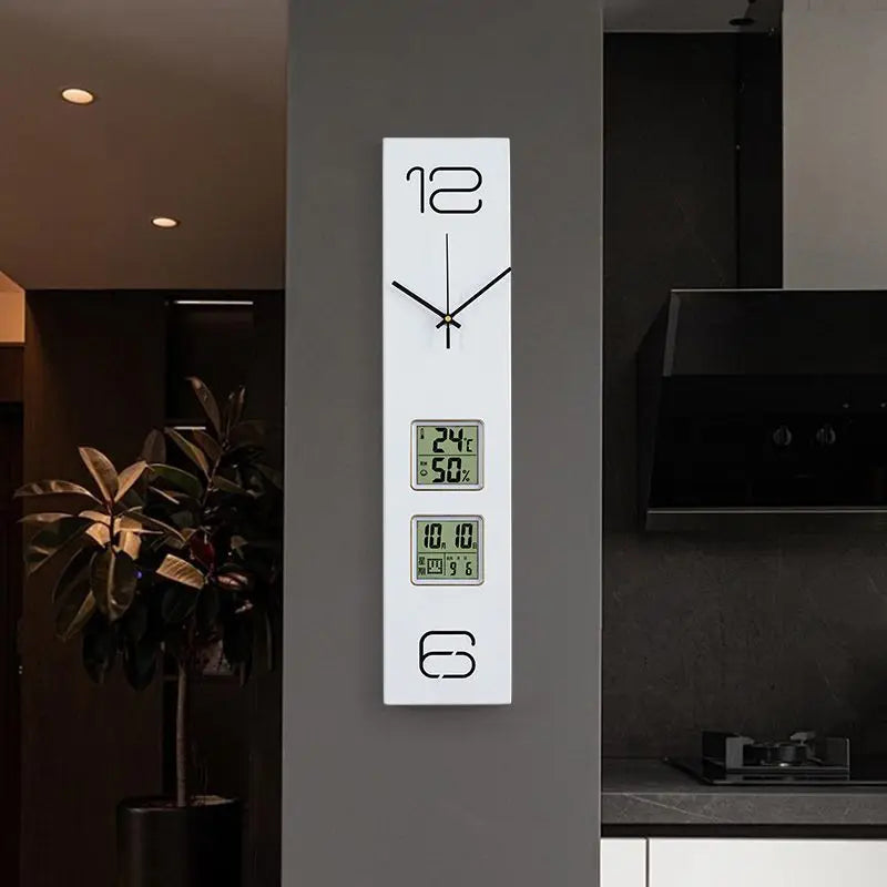 Large Wall Clock Room Modern Design Wood Silent Clock Ornaments for Home Interior Decoration Wall Clocks with Date Temperature