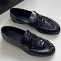 Men's Black Sin Ruched Loafers Soft Leather Soft Sole Slip On Single Shoes Casual Shoes Trendy Luxury Handmade Men's Shoes ﻿