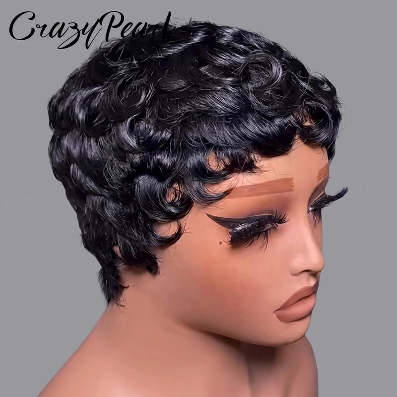 Pixie Cut Wig Human Hair Short Curly Pixie Wigs For Black Women Ready To Wear Glueless Short Pixie Cut Wigs Human Hair With Bang