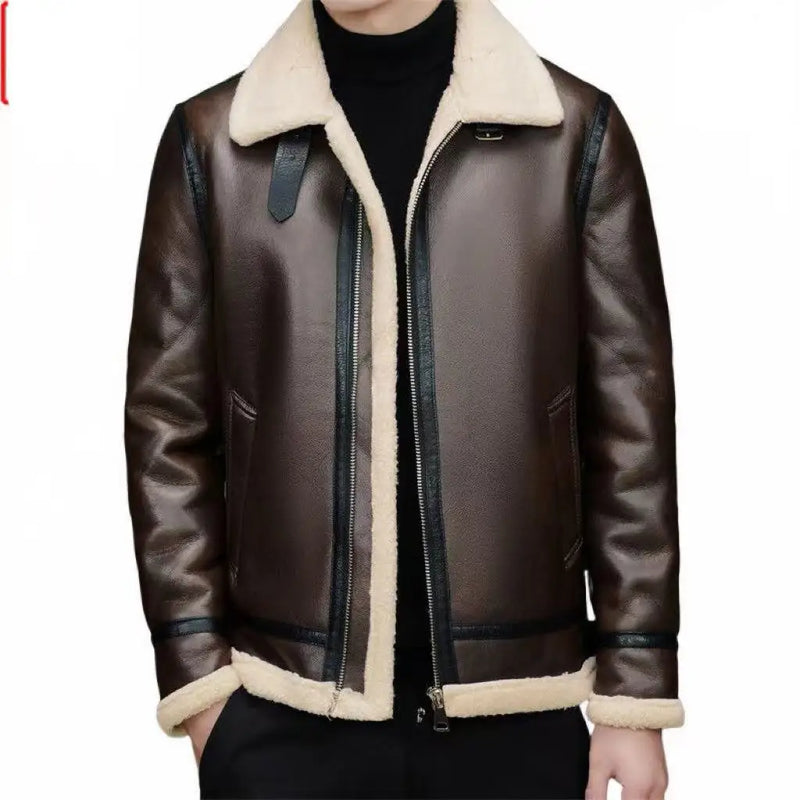 Men's Winter Suede Casual Pu Fur All-In-One Warm Jacket