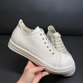 Classic Men's And Women's Low Top Casual Sneakers White Beige Canvas Thick Sole Lace-Up Luxury Flat Shoe