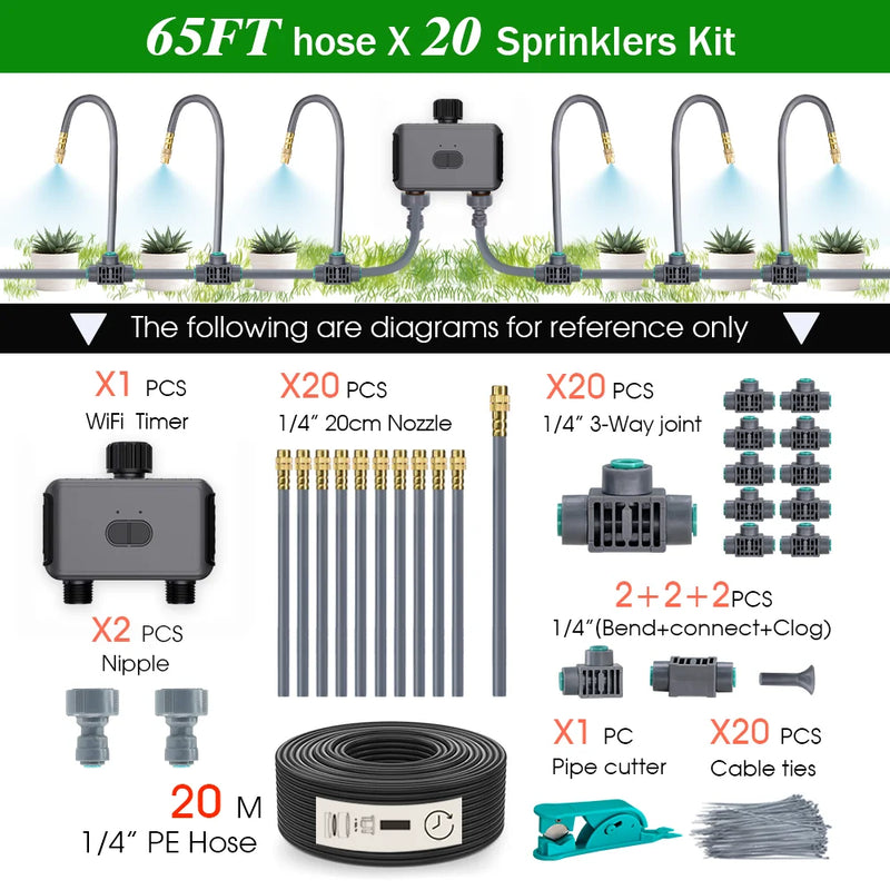 Dual Zone Independent Smart Bluetooth Wifi Irrigation Timer Mist Cooling Kit APP Customized Watering Program Quick Connection