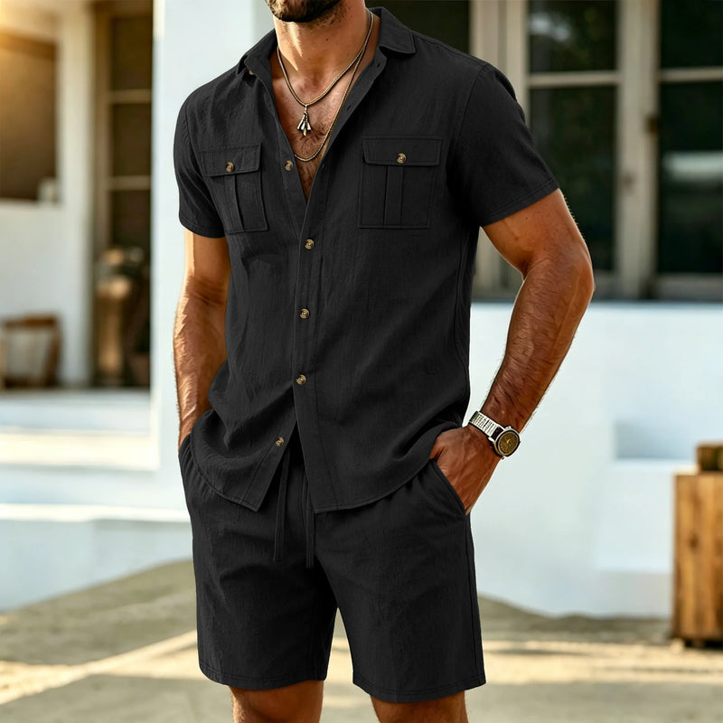 New Summer Men's Linen Outdoor Casual 2-Piece Set | SAMAG