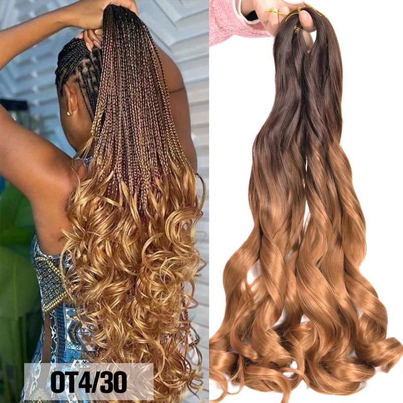 Loose Wave Braiding Hair Extensions 24" Synthetic Spiral Curls Braids Hair Pre Stretched Bouncy Braid French Curls Braiding Hair