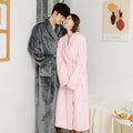 Couple Flannel Robe Winter Thick Warm Bathrobe Long Fleece Sleepwear Loungewear for Men and Women