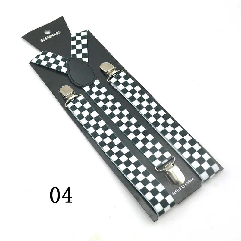 Women Men's Shirt Suspenders for Trousers 9 Fashion "Rainbow Check Plaid" Mix Pants Holder Braces Wedding Shoulder Straps Belts