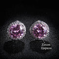Classic Green AAA Cubic Zirconia Stud Earrings Round Crystal Girl Ear Studs For Women Multicolor Fashion Jewelry brincos AE176