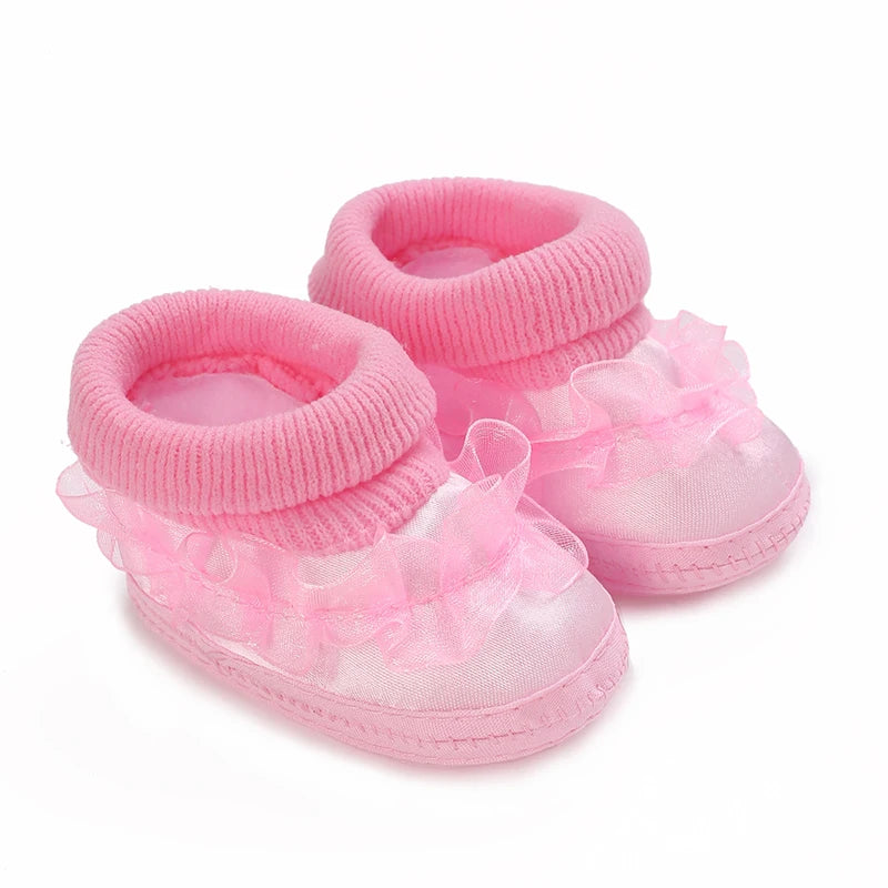 Pink Newborn Baby Baptismal Shoes Are Soft - View 7 | SAMAG
