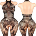 Sexy Crotchless Lingerie For Women Fishnet Teddy Bra Set Erotic Costumes Stretch Mesh Hollow Bodystockings Female Underwear Sets