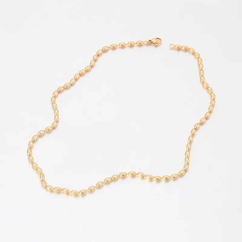 XP Jewelry -- 45 cm x 3 mm 18 k Gold Plated Beads Chains Necklaces for Women Men Matching Pendants
