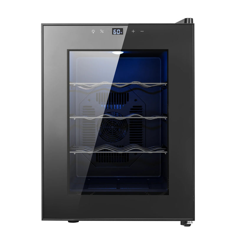 Yeego12 Bottles Wine Cooler 1.17Cu.ft 33L 40-65°F single-zone Thermoelectric cooling Wine Refrigerator YeeGO mini fridge with Blue LED light