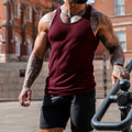Men's Summer O-neck loose stripe gym Tank top Men Fitness sleeveless pullover Sports Undershirt Elasticity casual vest men tops