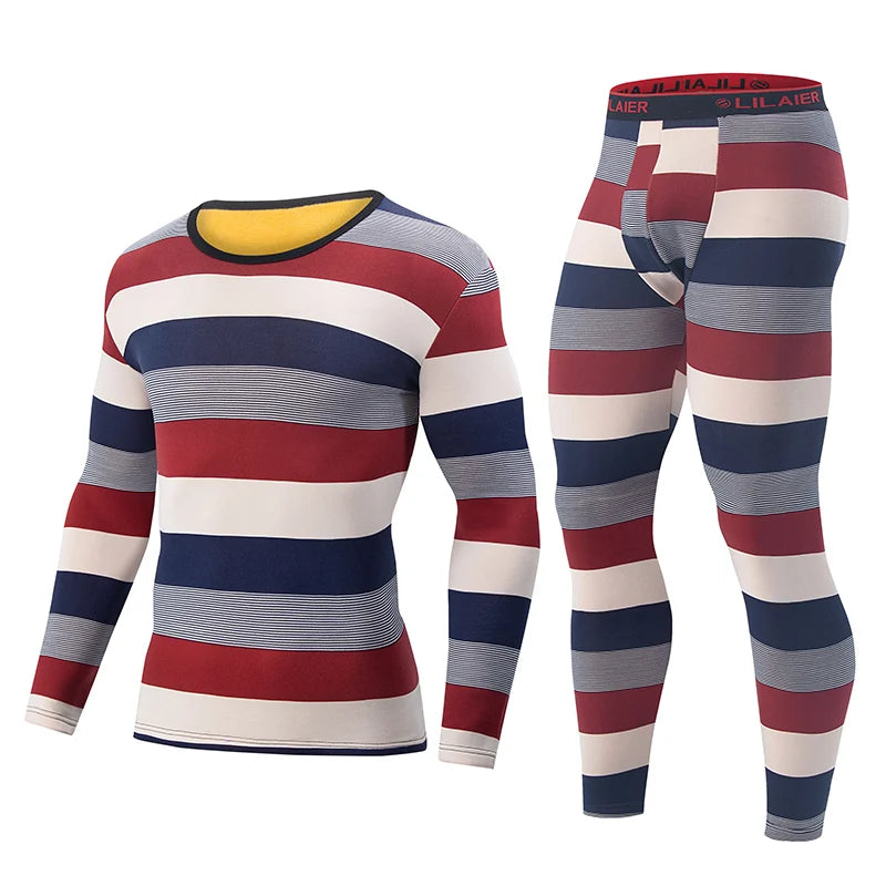 2-piece plus size men's velvet underwear suit comfortable and fashionable printed padded underwear home service set pajamas