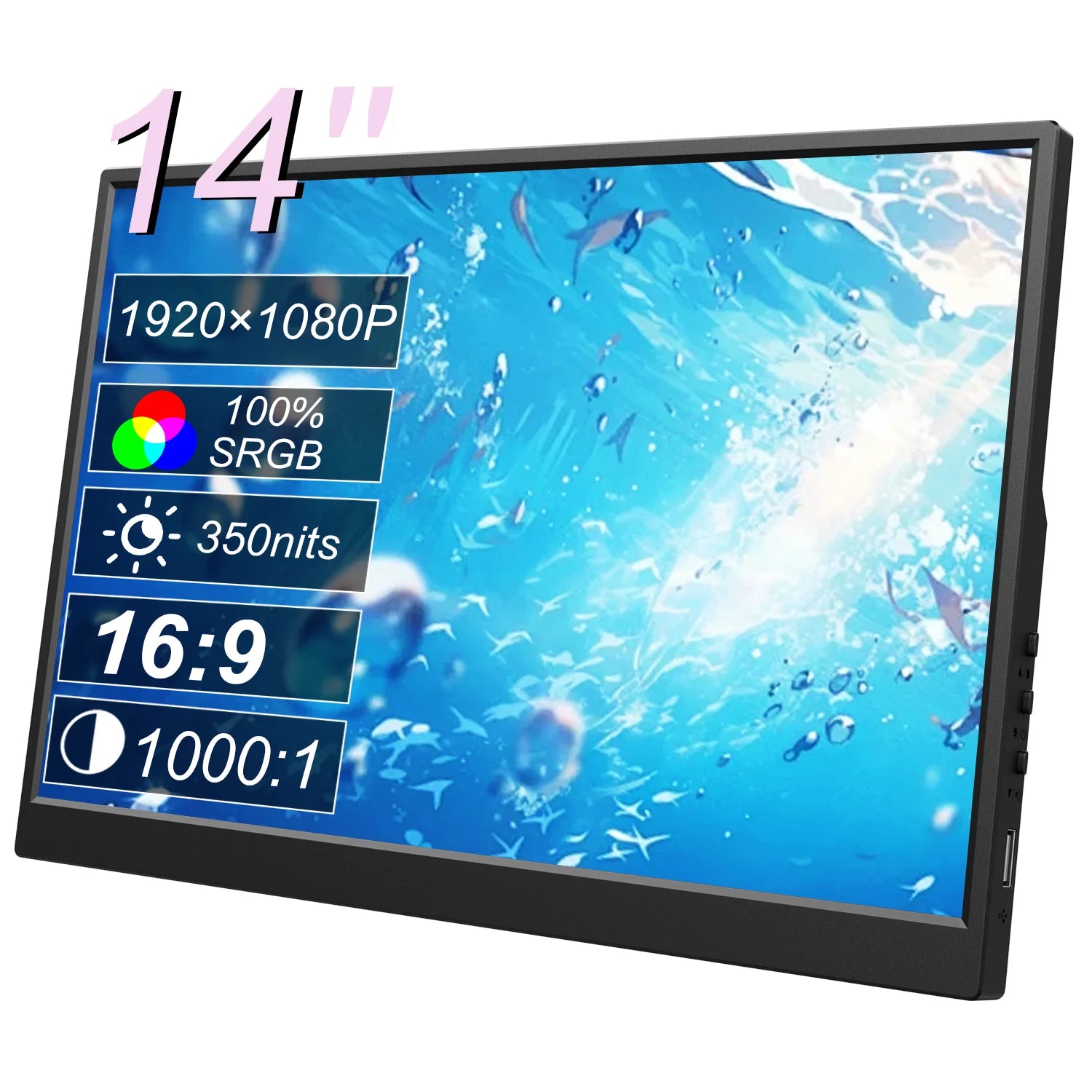 14 15.6 16 Inch FHD IPS Touch Screen Portable Monitor HDMI Type-C External Second Display for Laptop Phone PC